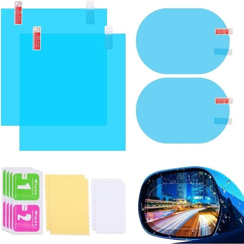 foto del prodotto snq films pour r troviseur de voiture, 4 pi ces, anti pluie, brouillard, tanche, pet transparent, accessoires 2 ovales 2 carr s 