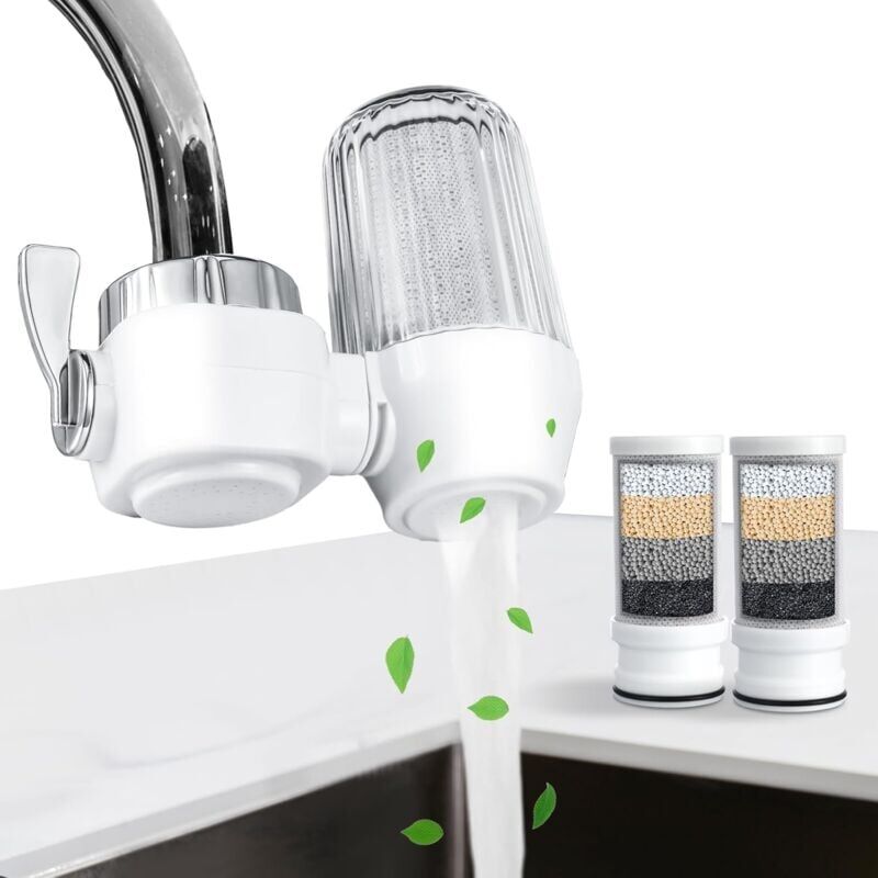 foto del prodotto snq filtre eau d vier avec 2 filtres de remplacement, filtre eau de robinet, purificateur d eau, syst me de filtration d eau, r duit le chlore