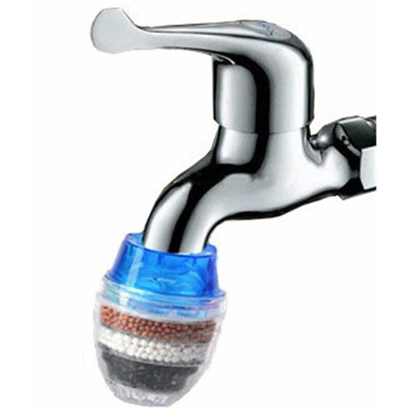 foto del prodotto snq filtro per acqua a carbone attivo a 3 rubinetti, filtro per acqua di rubinetto a 5 strati, purificatore blu verde arancione,