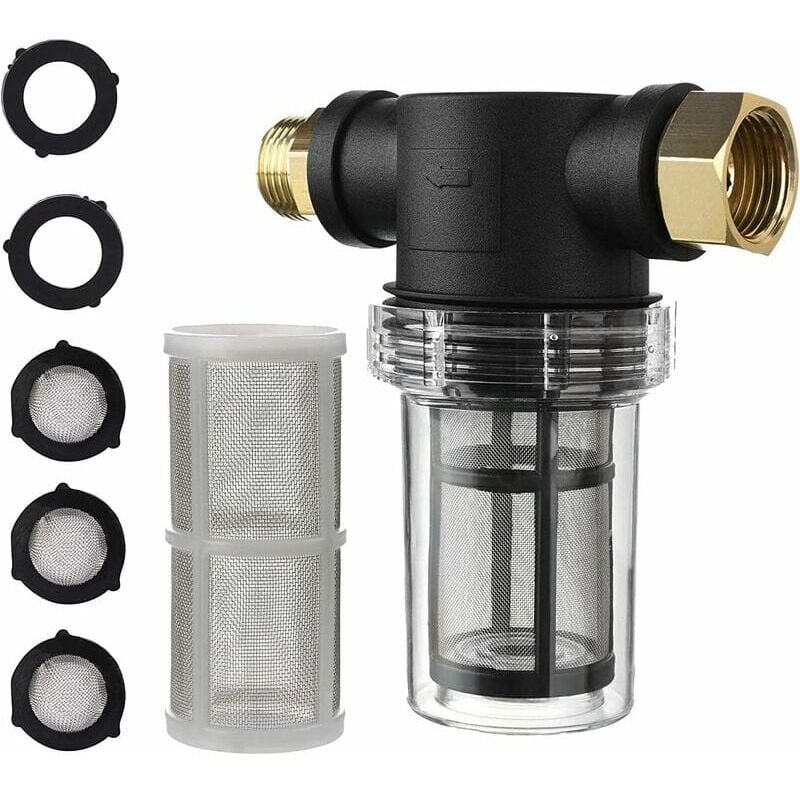 foto del prodotto snq filtro per acqua incorporato con ciotola trasparente da 40 maglie per idropulitrice da giardino e casa