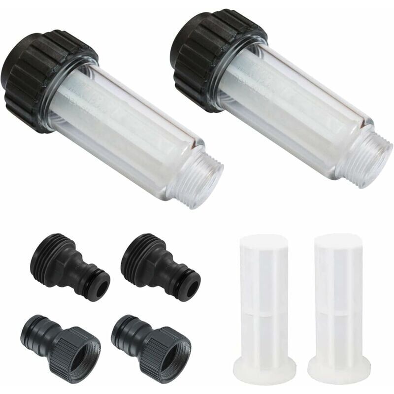 foto del prodotto snq filtro per acqua per tubo da giardino, 2 pezzi 3 4 pollici prefiltro per acqua set di filtri per acqua con 4 elementi filtranti e 2 connettori