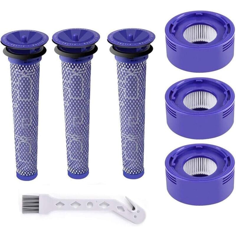 foto del prodotto snq filtro per dyson v7 e v8, filtri di ricambio per aspirapolvere dyson, absolute e animal, 3 post filtri hepa e 3 pre filtri per dyson v7 e v8