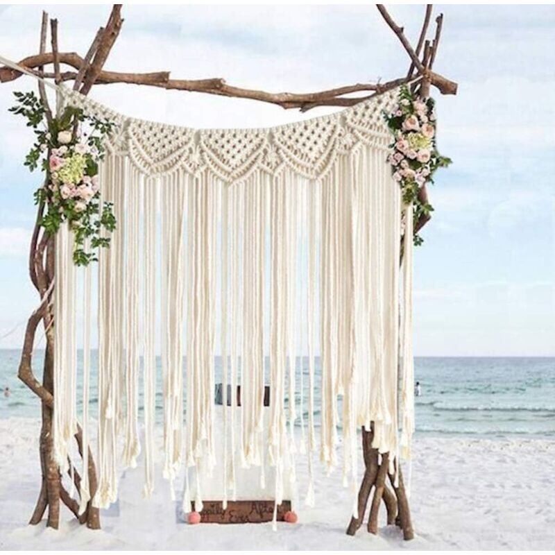 foto del prodotto snq flber macrame wall hanging bohemian wedding hanger cotone fatto a mano decorazione da parete 42 x 35 pollici