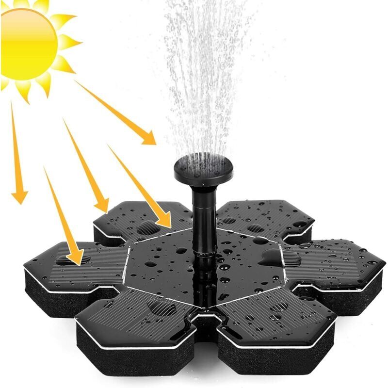foto del prodotto snq fontana solare per esterni da 1,5 w, pompa solare per acqua, pompa solare per laghetto con batteria e 4 ugelli, pompa solare per fontana, mini