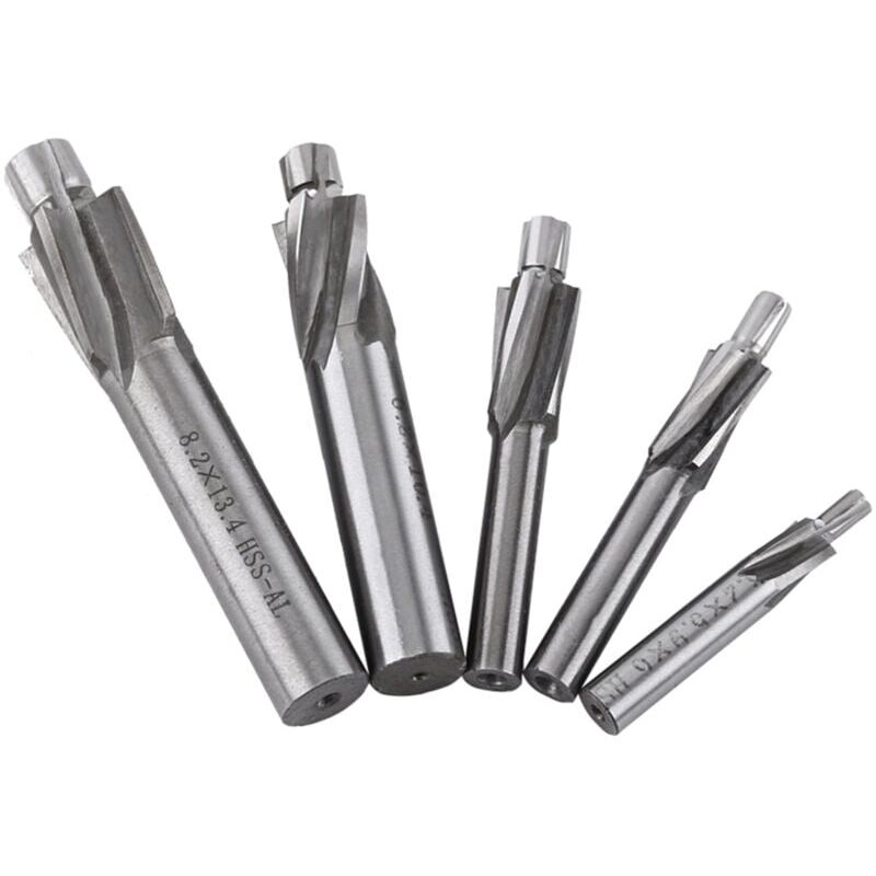 foto del prodotto snq fresa a candela, 5 pezzi m3 m8 4 taglienti hss al punte per trapano per scanalature hrc6568 fresa per metallo punta per trapano svasatore per