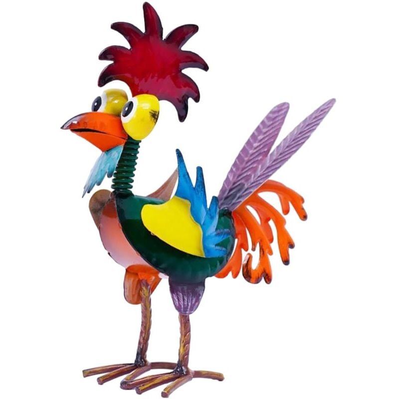 foto del prodotto snq gallo colorato 19x8x22cm creativo decorazione in metallo per interni giardini