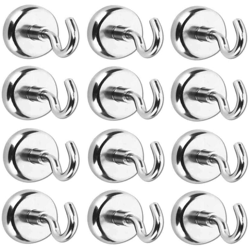 foto del prodotto snq ganci magnetici da 12 pezzi con magneti al neodimio, ganci magnetici, potente magnete al neodimio, forza di trazione di 5,5 kg