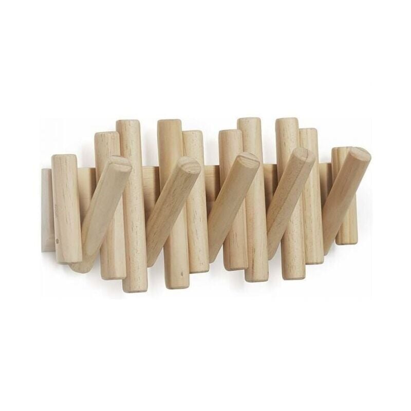 foto del prodotto snq gancio da parete con 5 ganci, in legno naturale, 37,1x16,5x4,4 cm