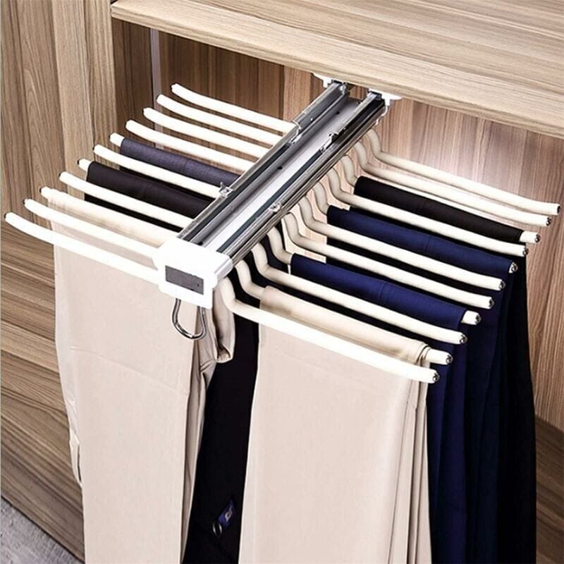 foto del prodotto snq grucce per pantaloni, appendiabiti scorrevole in acciaio inox, multifunzione, appendiabiti estraibile, appendiabiti antiscivolo per jeans, 22