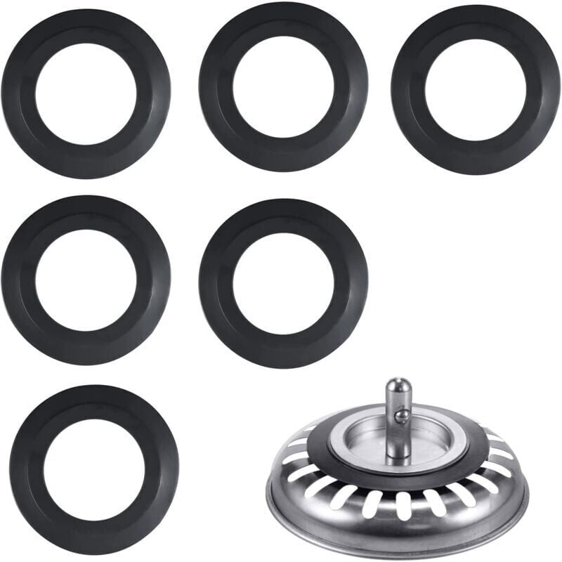 foto del prodotto snq guarnizione per tappo lavello, 6 confezioni esterno 54 mm, interno 32 mm guarnizione in elastomero per tappo lavello vasca da bagno cucina