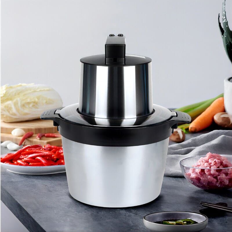 foto del prodotto snq hachoir lectrique en acier inox 1500w 6l hachoir viande amovible contre la surchauffe avec bol 4 lames et tampon en plastique pour viande