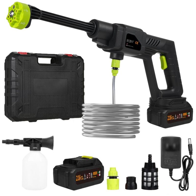 foto del prodotto snq idropulitrice a batteria da 300 w, 21 v, 30 bar, portatile, per auto, patio, finestre, prato, animali domestici 15000 mah 