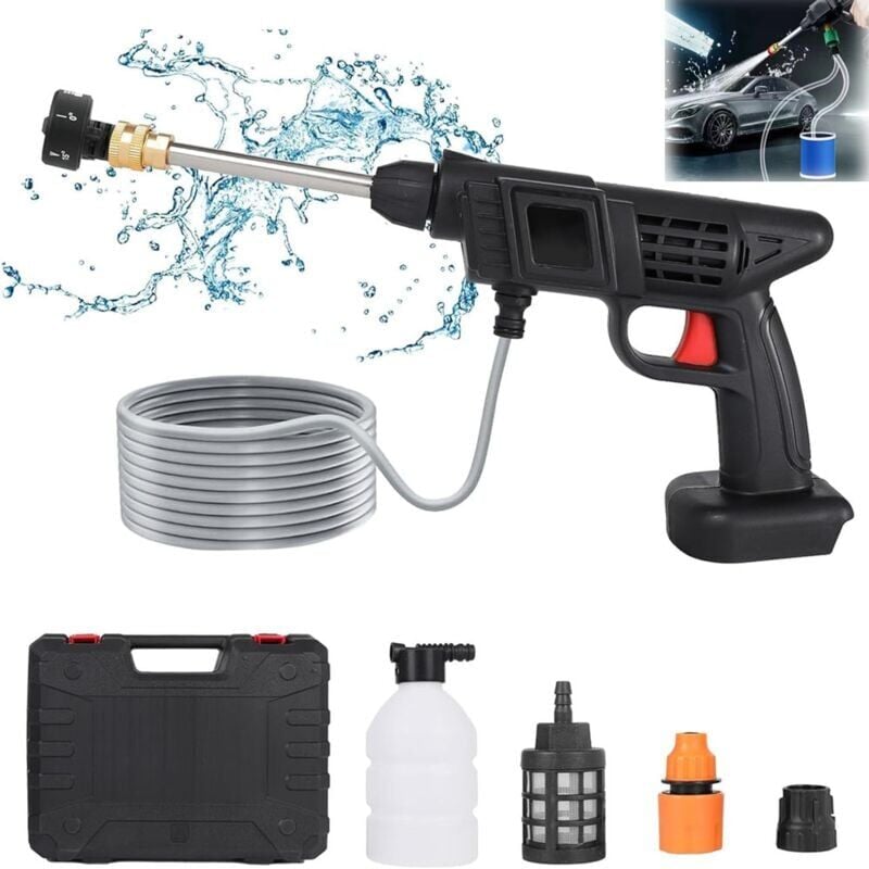 foto del prodotto snq idropulitrice a batteria da 460 w, max 1300 psi, portatile e senza fili, con accessori, ideale per auto, casa e giardino.