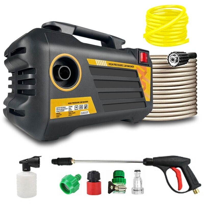 foto del prodotto snq idropulitrice orizzontale ad alta pressione plus da 3000 w, pressione max. 120 bar, portata 390 l min, filtro acqua, tubo e pistola ad alta