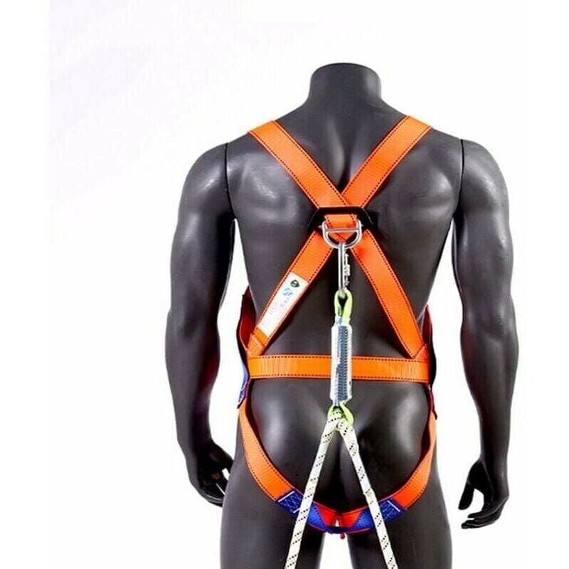 foto del prodotto snq imbracatura di protezione anticaduta, kit di imbracatura di sicurezza a 5 punti, imbracatura per arrampicata sugli alberi con corda di