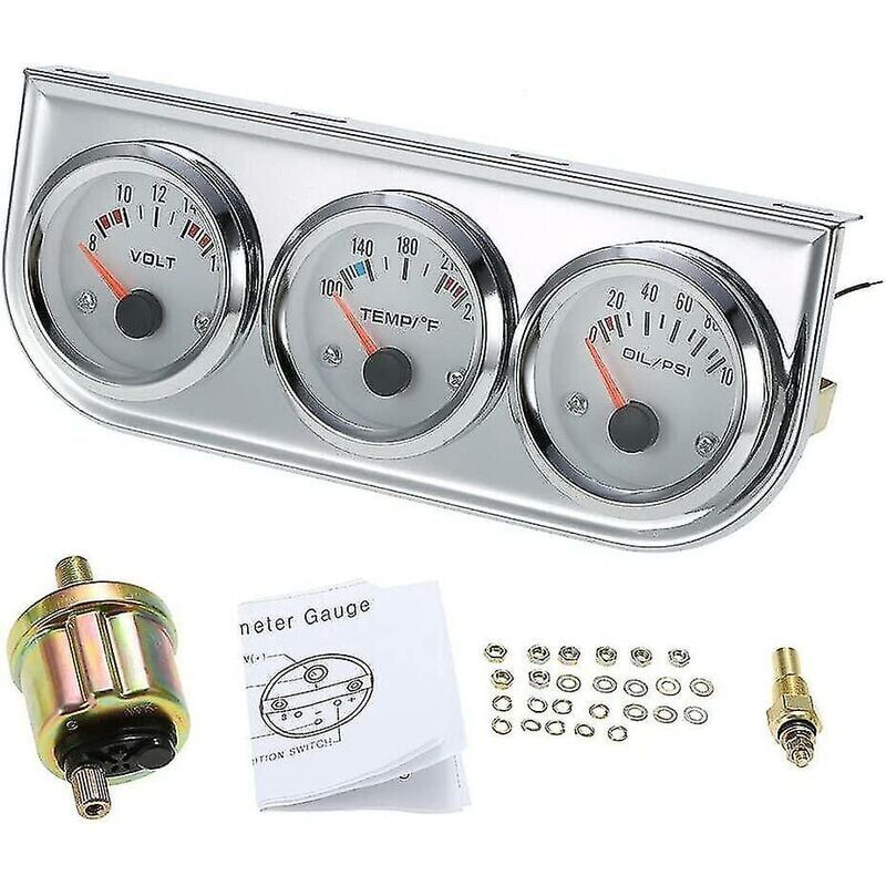 foto del prodotto snq in 1 misuratore per auto misuratore automatico 2 indicatore di tensione cromato indicatore di temperatura dell acqua sensore di pressione