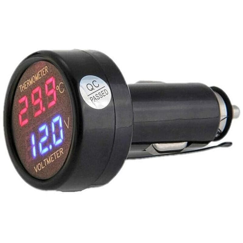 foto del prodotto snq in 1 voltmetro termometro auto camion bus moto batteria tensione temperatura indicatore monitor digitale misuratore di prova con doppio