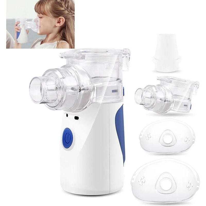 foto del prodotto snq inalatore nebulizzatore per bambini e adulti, ricaricabile tramite usb c, con maschera e boccaglio, silenzioso, portatile, adatto per casa e