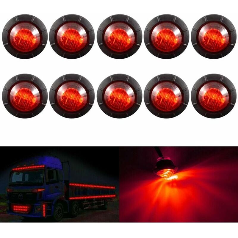 foto del prodotto snq indicatori di direzione anteriori e posteriori a led rotondi da 3 4 luce di segnalazione impermeabile a proiettile 12v per autocarri rosso 