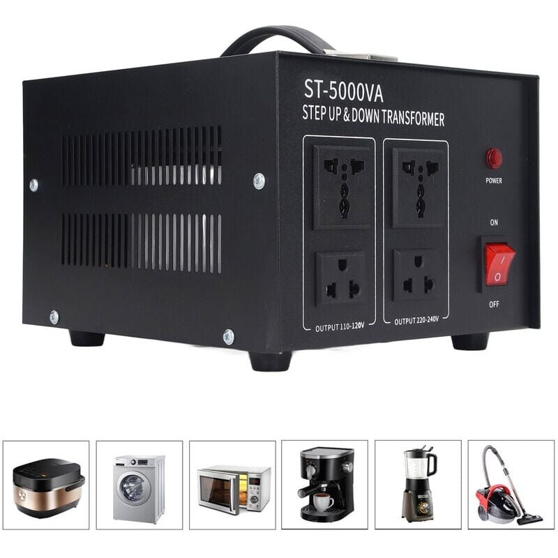foto del prodotto snq ingresso trasformatore 5000va, convertitore di tensione 5000w, interruttore automatico, adattatore spina ue ca 110v 120v 220v 240v