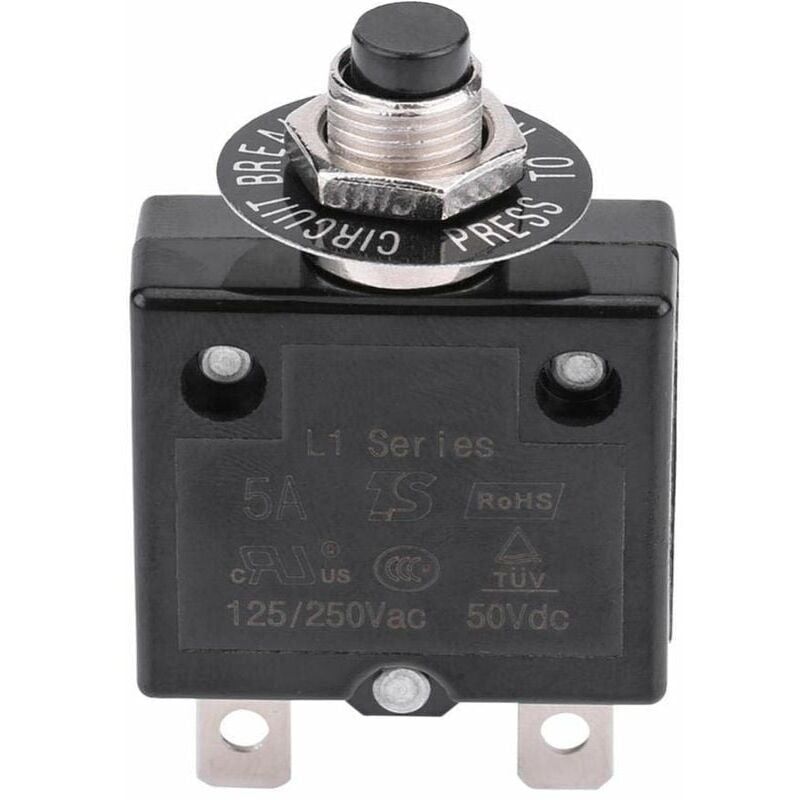 foto del prodotto snq interruttore automatico 5a interruttore termico di ripristino opzionale, 125 250 v ca 50 v cc protezione da sovraccarico di corrente