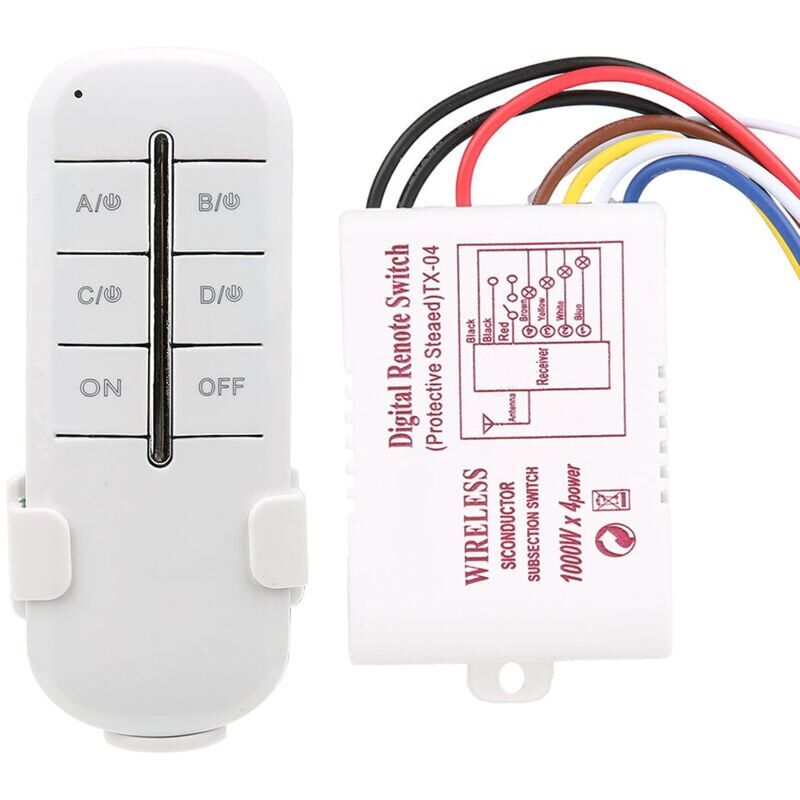 foto del prodotto snq interruttore di controllo remoto rf a 4 vie, accensione spegnimento, ac180 240v, ricevitore wireless da 1000 w per lampada di illuminazione