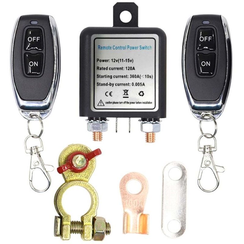 foto del prodotto snq interruttore di spegnimento batteria 12 v con telecomando wireless, interruttore rel cc 12 v 120 a, isolatore batteria auto con 2