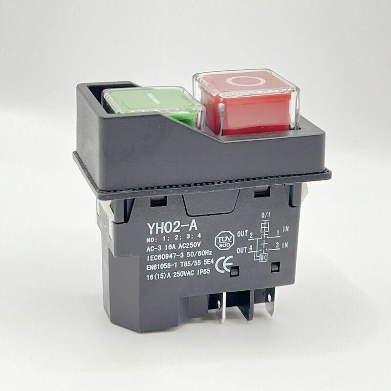 foto del prodotto snq interruttore magnetico impermeabile, morechioce 4 pin pulsante on off interruttore di avvio e arresto accessori per macchine utensili 250 v 16