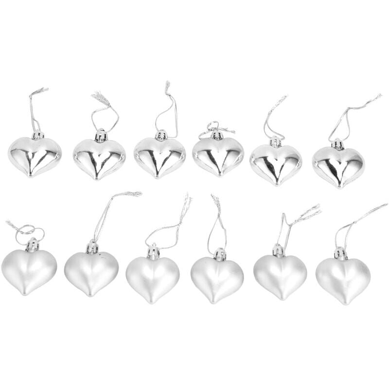 foto del prodotto snq jeffergarden 12 pezzi a forma di cuore in pvc ornamenti natalizi decorazioni per albero di natale appese per san valentino argento