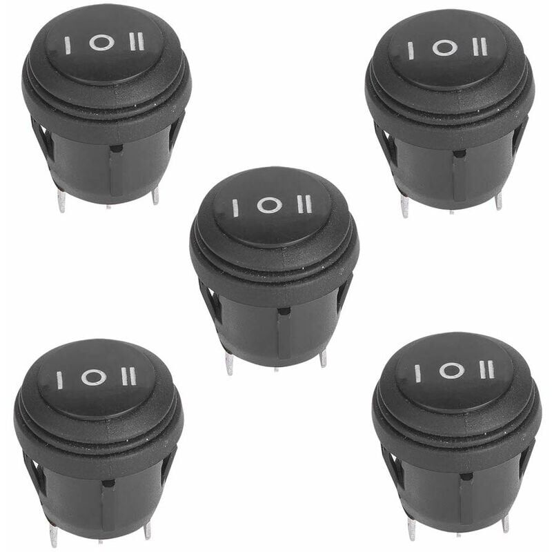 foto del prodotto snq jeffergarden 5 pezzi interruttore a bilanciere rotondo a 3 pin, pulsante a bilanciere on off a 3 pin, interruttore a bilanciere impermeabile,