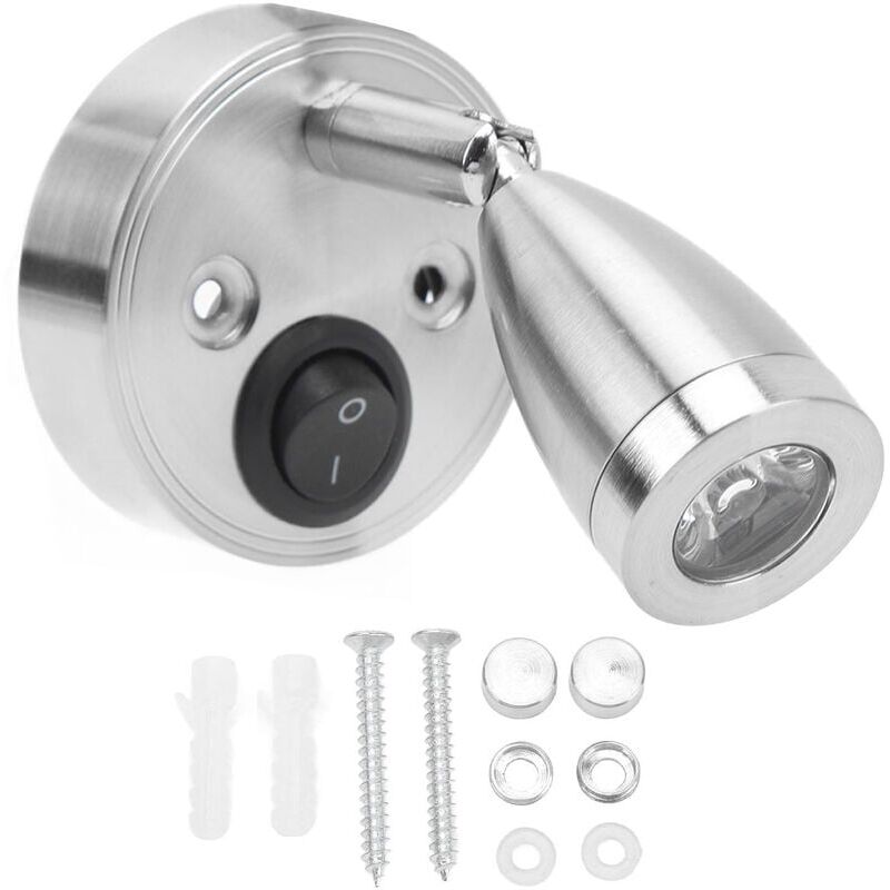 foto del prodotto snq jeffergarden rv 12v a 24v luci di lettura a led lucide per barche a castello luci di lettura dimmerabili per camion rimorchio per barche argento