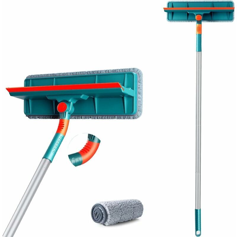 foto del prodotto snq kit 2 in 1 per la pulizia professionale dei vetri, con manico telescopico lunghezza 1,35 m , per la pulizia dei vetri interni