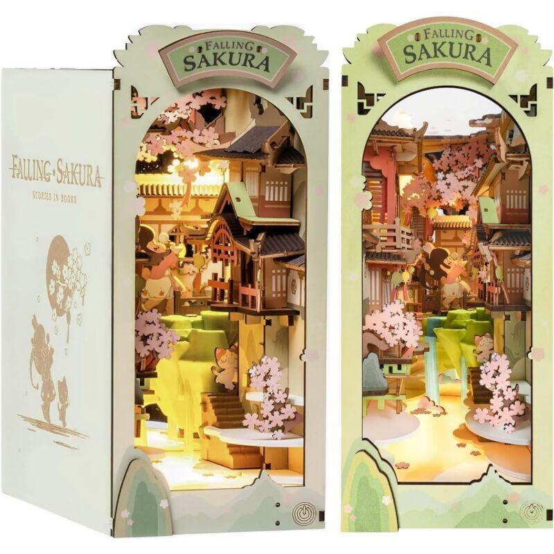 foto del prodotto snq kit d angle de livre luo ying tiny house build diy mod le adulte avec lumi re led biblioth que d coration livre salon coin livre puzzle 3d