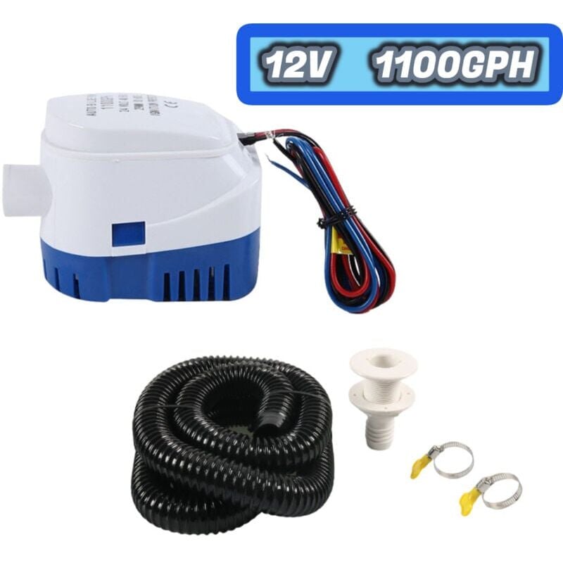 foto del prodotto snq kit de plomberie de pompe de cale, pompe de cale automatique submersible int gr e et kit d installation dc12v 1100 gph pompe de cale pour