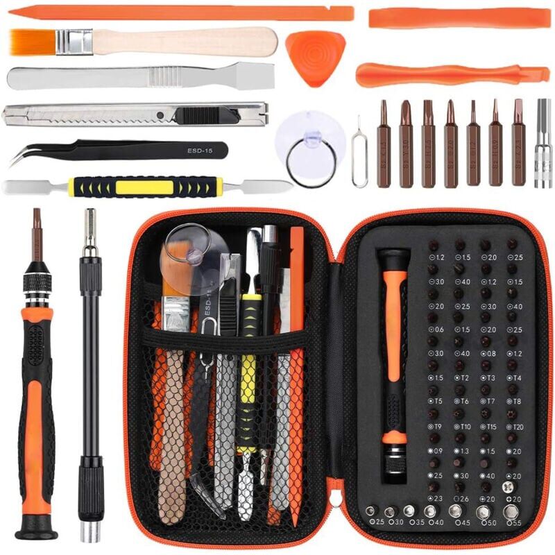 foto del prodotto snq kit de tournevis de pr cision 68 en 1 pour iphone, ipad, macbook, pc, smartphone et autres produits lectroniques avec tui de rangement en eva