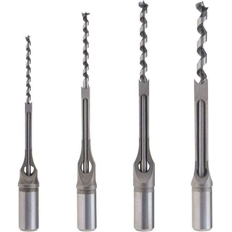 foto del prodotto snq kit di 4 punte per trapano per fori quadrati per lavorazione del legno, set di scalpelli per mortasatura del legno da 6,4 mm 8 mm 9,5 mm 