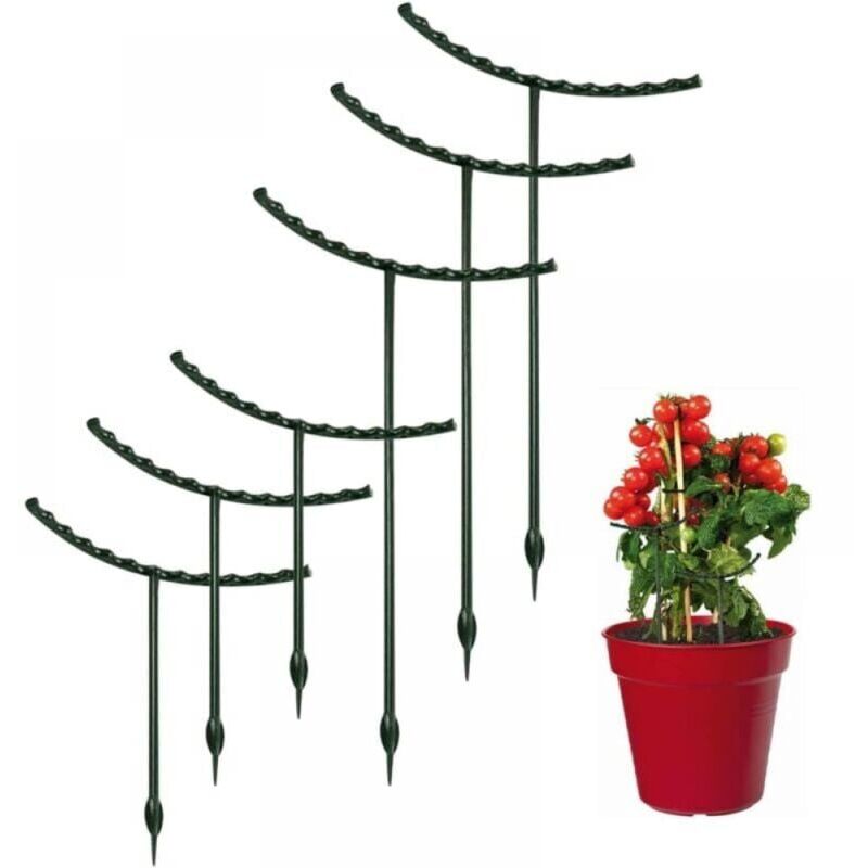 foto del prodotto snq kit di 6 picchetti per piante, supporti per piante rampicanti e fiori, anello di supporto per piante da giardino verde a semicerchio per fiori