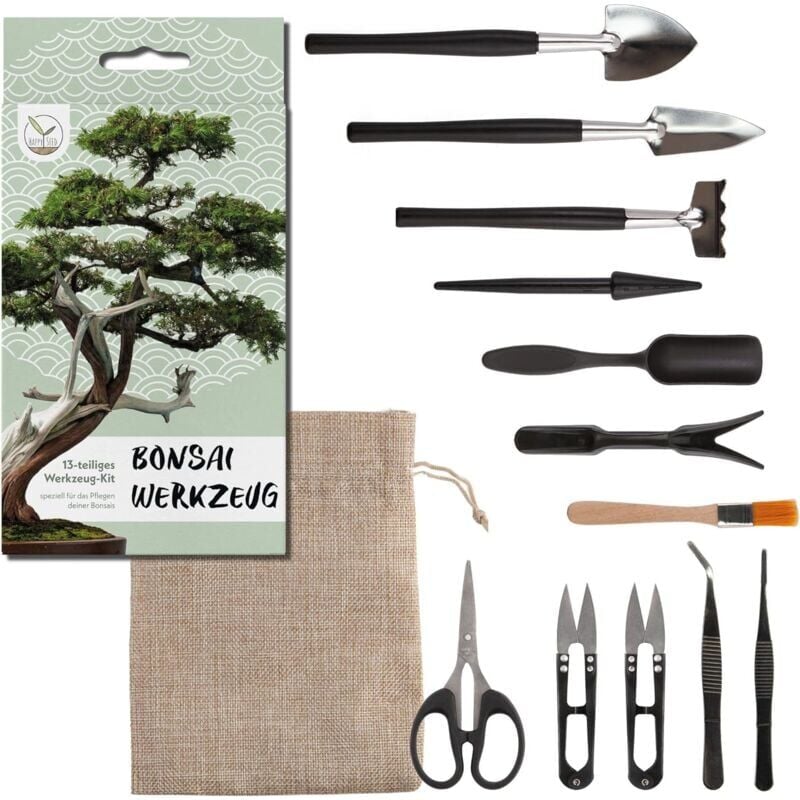 foto del prodotto snq kit di attrezzi per bonsai da 13 pezzi con pratica borsa portaoggetti, mini attrezzi da giardinaggio per piante da interno e coltivazione