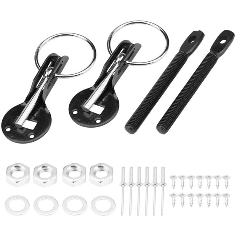 foto del prodotto snq kit di blocco cofano, kit di blocco cofano universale per auto da corsa nero 