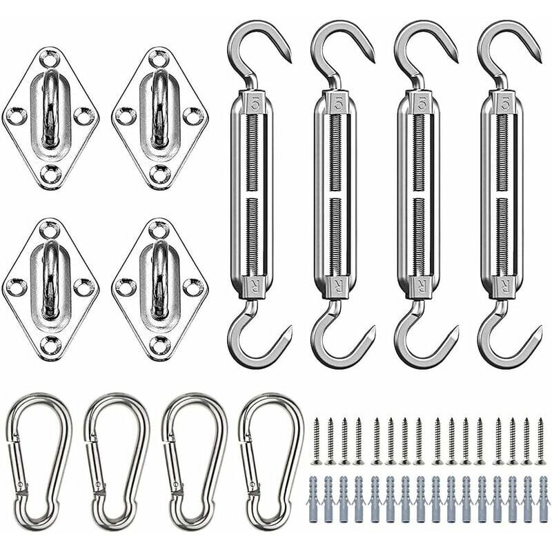 foto del prodotto snq kit di fissaggio per vela ombreggiante, kit di montaggio per vele ombreggianti in acciaio inossidabile da 44 pezzi, kit di accessori di