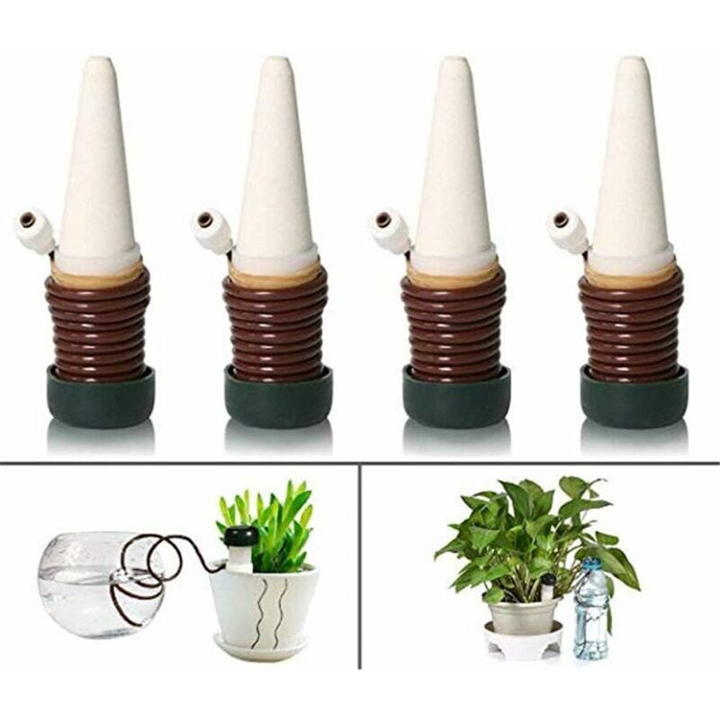 foto del prodotto snq kit di irrigazione a goccia da 4 pezzi, dispositivo di irrigazione automatico per piante in ceramica per le vacanze, per giardino, casa,
