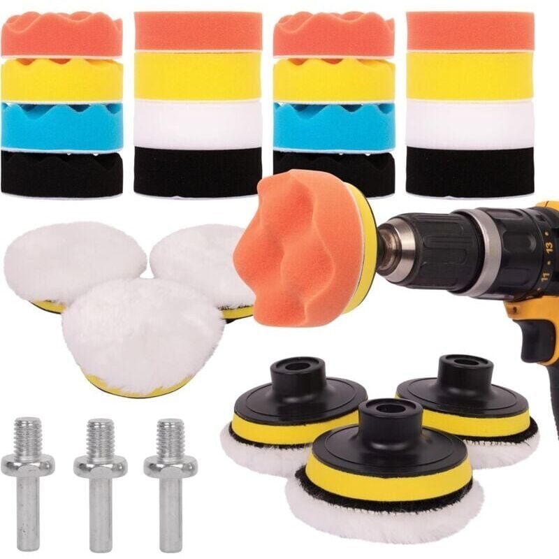 foto del prodotto snq kit di lucidatura per auto da 25 pezzi tampone lucidante per trapano m10 m14, cacciavite a batteria e lucidatrici diversi livelli di