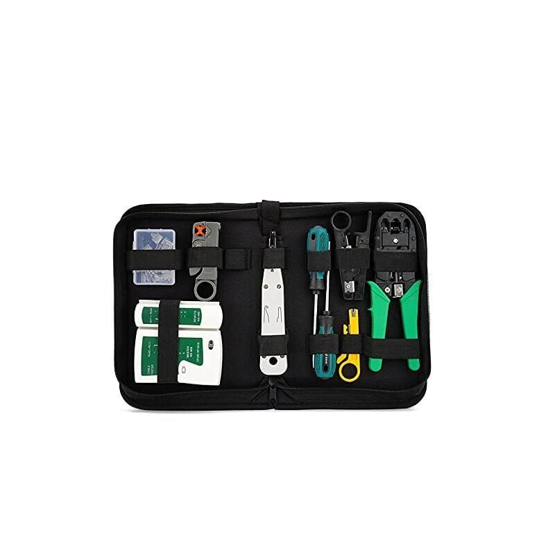 foto del prodotto snq kit di strumenti per la riparazione di reti strumento di crimpatura tester per cavi connettori strumento di crimpatura adatto per computer fai