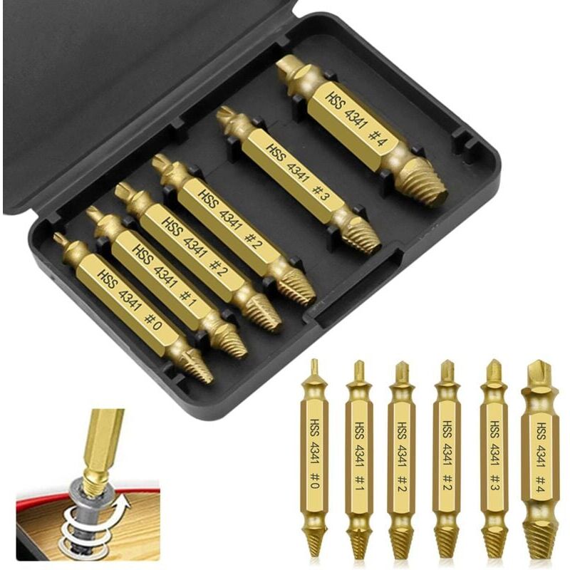 foto del prodotto snq kit estrattore viti rotte da 6 pezzi kit estrattore viti rotte estrattore testa vite estrattore viti rotte ed estrattore bulloni