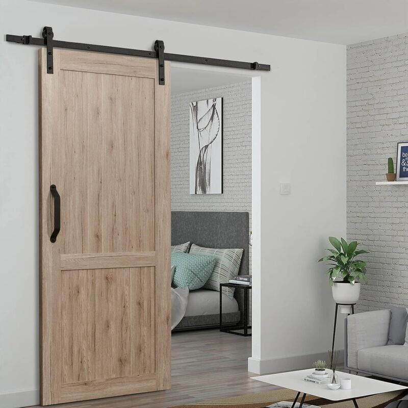 foto del prodotto snq kit ferramenta per porte scorrevoli in legno acciaio aspetto anticato 6 piedi fino a 120 kg
