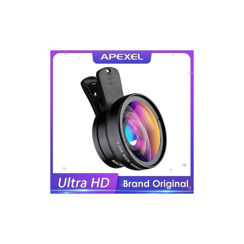 foto del prodotto snq kit lenti per telefono apexel 0,45x super grandangolo e 12,5x macro micro lente