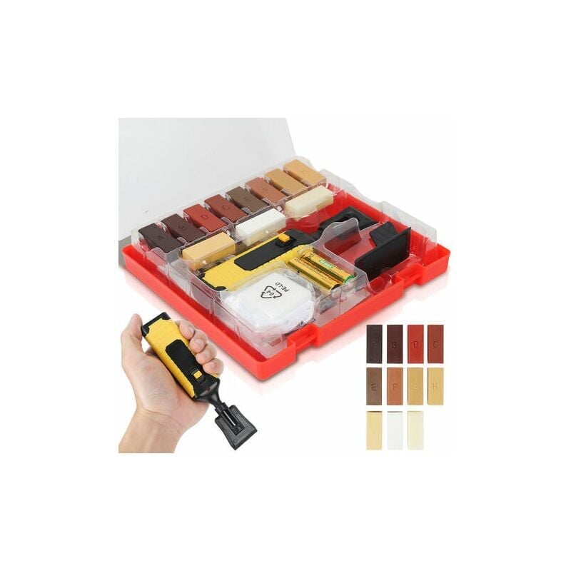 foto del prodotto snq kit per la riparazione di pavimenti in parquet, 11 bastoncini di cera in diversi colori per la riparazione di laminati strumento per ritocchi