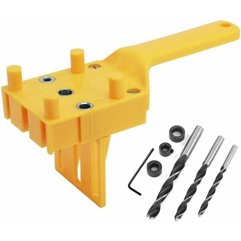 foto del prodotto snq kit per lavorazione del legno con guida per trapano da 6 8 10 mm, sega per tasselli in legno, utensile per foratura portatile