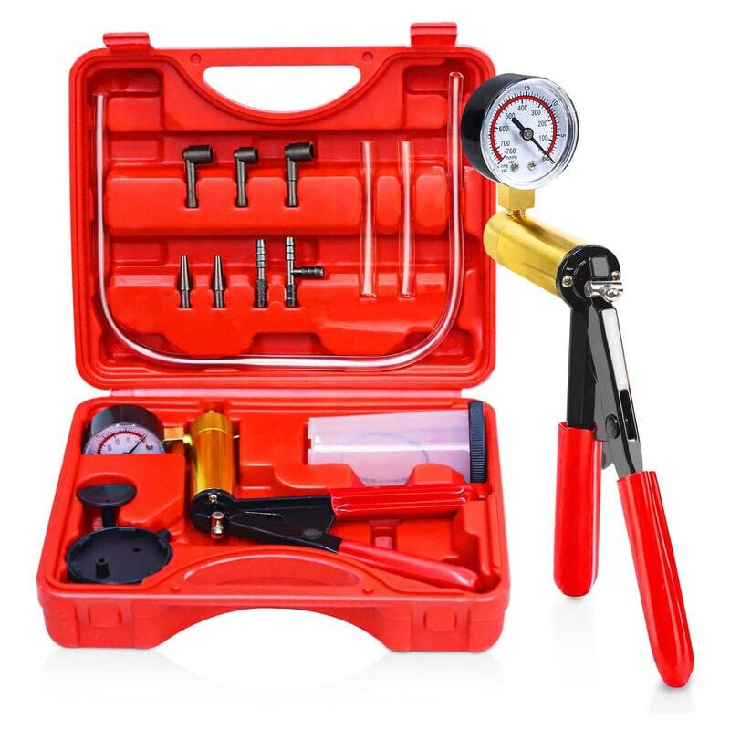 foto del prodotto snq kit pompa spurgo liquido freni spurgo circuito vuoto tester, pompa vuoto manuale, kit di strumenti di riparazione vuoto per auto,