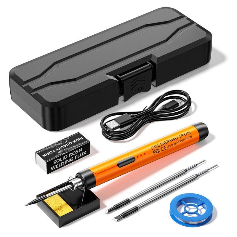 foto del prodotto snq kit saldatore saldatore usb con 3 temperature regolabili da 300 c a 450 c, 3 punte per saldatura, supporto per saldatore, filo per saldatura,